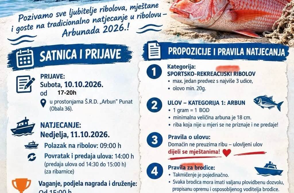 Arbunada 2026: horgászverseny és közös halebéd Punatban, október 11-én