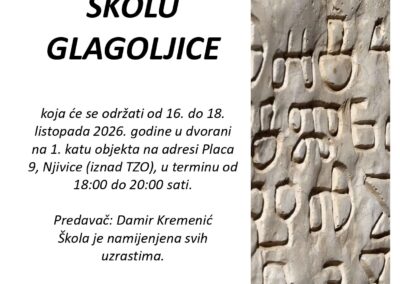 Škola glagoljice Njivice, 2026. október 16-18., plakát
